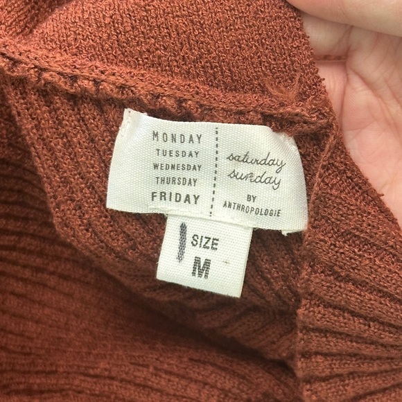 Anthropologie Elle Ribbed Cross Back Rust Brown Stretch Bodycon Dress Sz Medium - Picture 6 of 7